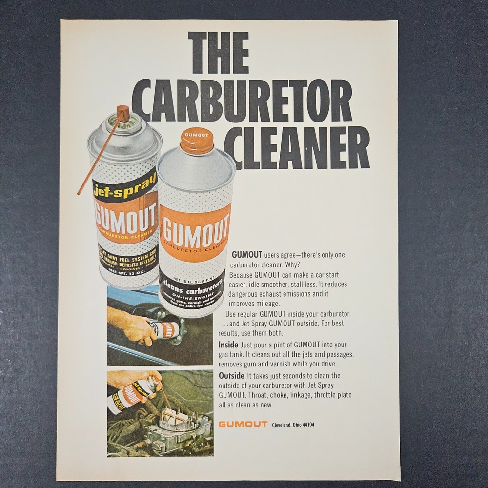 1974 Gumout Carburetor Cleaner‎ Jet-Spray Vintage Print Ad Cleveland OH Engine